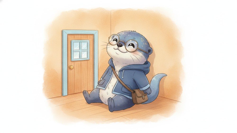 小さな部屋の床にすわって、満足そうにくつろいでいるアメイロ