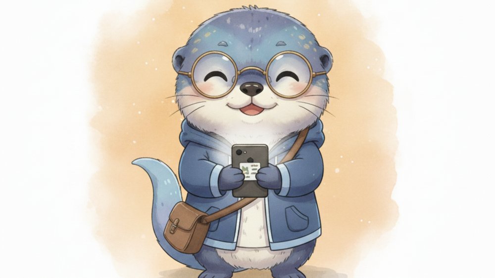 スマホに届いたメールを見てニッコリよろこぶアメイロ