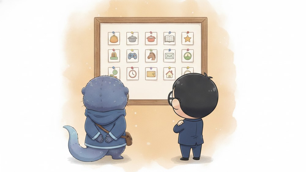 並んで歩き出すアメイロとコンペイくんの後ろ姿